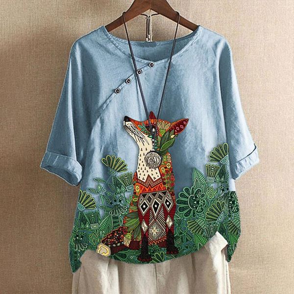 womens fox printed shirt lady loose blouse single-breasted casual loose buttonlinen plus size boho tanic shirt blouse #g2, White
womens fox printed shirt lady loose blouse single-breasted casual loose buttonlinen plus size boho tanic shirt blouse #g2, White