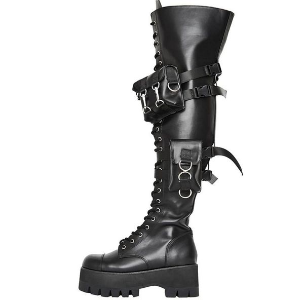 new platform leather buckle straps women boots chunky heel cosplay women black goth punk high tube shoes round toe size 35-44
new platform leather buckle straps women boots chunky heel cosplay women black goth punk high tube shoes round toe size 35-44