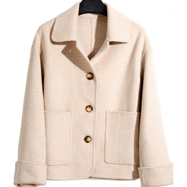 women's wool & blends 2021 autumn and winter plaid single-breasted solid color lapel double-sided coat women's short woolen a2551, Black
women's wool & blends 2021 autumn and winter plaid single-breasted solid color lapel double-sided coat women's short woolen a2551, Black