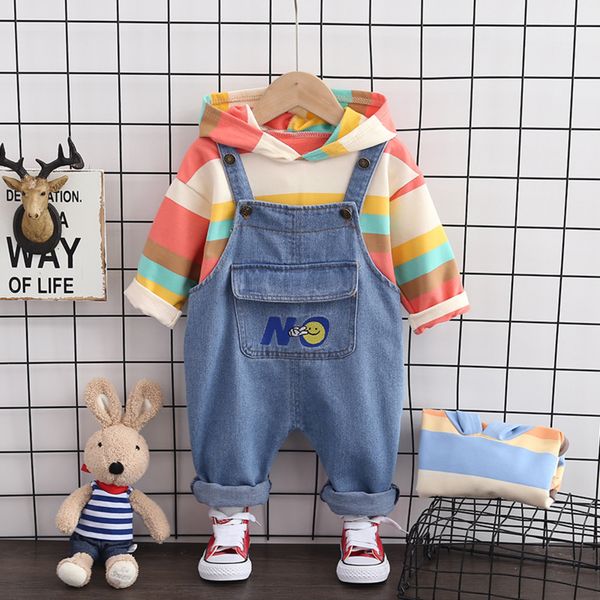 new style jumpsuit boys and girls clothes long-sleeved striped sweater hooded rainbow stripes printed cotton baby two-piece suit y1107, White
new style jumpsuit boys and girls clothes long-sleeved striped sweater hooded rainbow stripes printed cotton baby two-piece suit y1107, White