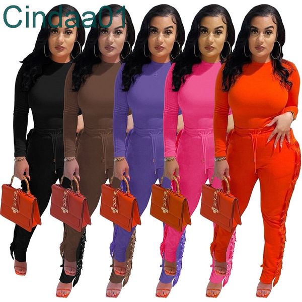 women two piece pants set designer tracksuits slim 2022 spring round neck long sleeve solid color tassel suits 5 colours, White
women two piece pants set designer tracksuits slim 2022 spring round neck long sleeve solid color tassel suits 5 colours, White