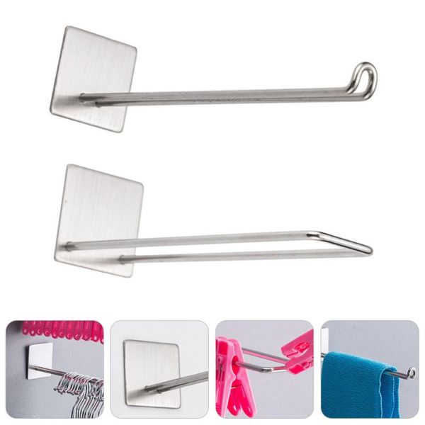hooks & rails 2pcs wall hanging clothes rack hanger storage stainless steel shelf 
hooks & rails 2pcs wall hanging clothes rack hanger storage stainless steel shelf