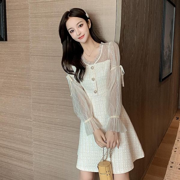 casual dresses elegant long sleeve dress women autumn mesh patchwork mini buttons sweet fashion kawaii robe femme vintage ladies, Black;gray
casual dresses elegant long sleeve dress women autumn mesh patchwork mini buttons sweet fashion kawaii robe femme vintage ladies, Black;gray