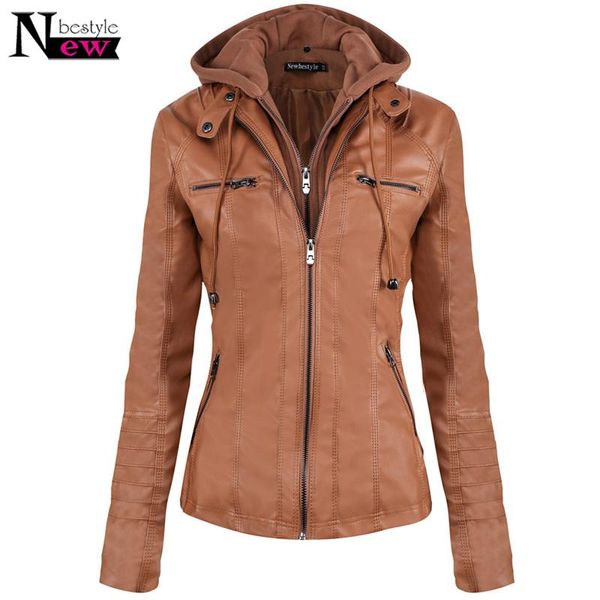 fashion autumn winter hoodie women leather jacket ladies front pocket slim hat detachable jacket female soft leather coat, Black;brown
fashion autumn winter hoodie women leather jacket ladies front pocket slim hat detachable jacket female soft leather coat, Black;brown