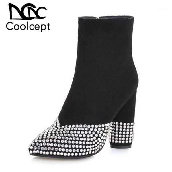 boots coolcept 2021 women ankle fashion crystal zipper thick high heels shoes pointed toe spring footwear size 33-461, Black
boots coolcept 2021 women ankle fashion crystal zipper thick high heels shoes pointed toe spring footwear size 33-461, Black