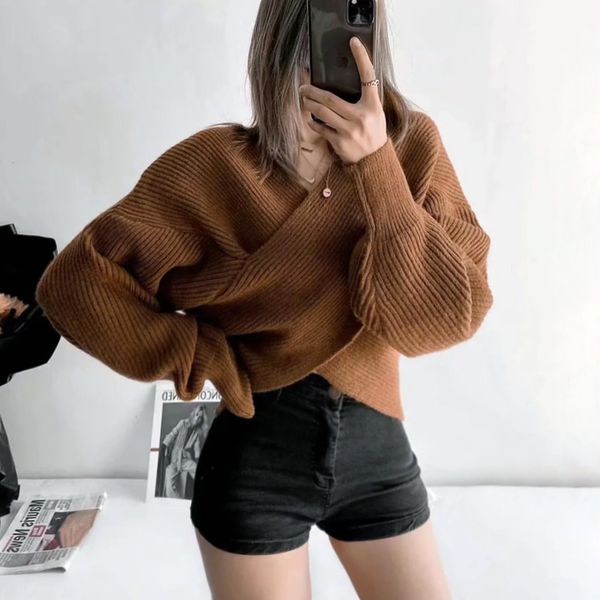 women crossover front chunky knit pullover ribbed crisscross-front sweater 2021 fashion girl female w25n h1211, White;black
women crossover front chunky knit pullover ribbed crisscross-front sweater 2021 fashion girl female w25n h1211, White;black
