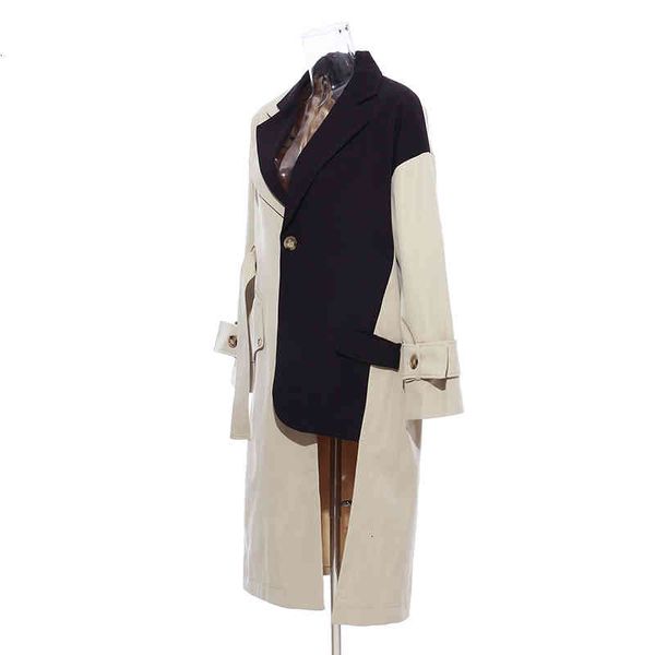 women's trench coats twotwinstyle patchwork hit color windbreakers lapel collar long sleeve high waist irregular for female 0kc1, Tan;black
women's trench coats twotwinstyle patchwork hit color windbreakers lapel collar long sleeve high waist irregular for female 0kc1, Tan;black