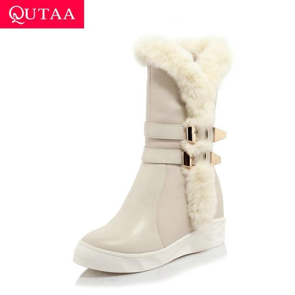 qutaa 2021 buckle zipper winter mid calf boots cow leather pu ladies shoes plush height increasing women short boots size 34-39, Black
qutaa 2021 buckle zipper winter mid calf boots cow leather pu ladies shoes plush height increasing women short boots size 34-39, Black