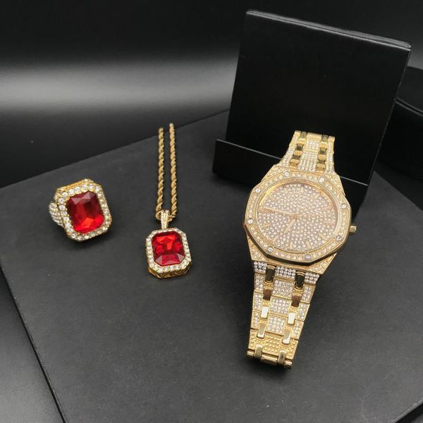 luxury men gold color watch & ring & necklace combo watch set crystal miami jewerly necklace chain out cuban hip hop for men, Silver
luxury men gold color watch & ring & necklace combo watch set crystal miami jewerly necklace chain out cuban hip hop for men, Silver