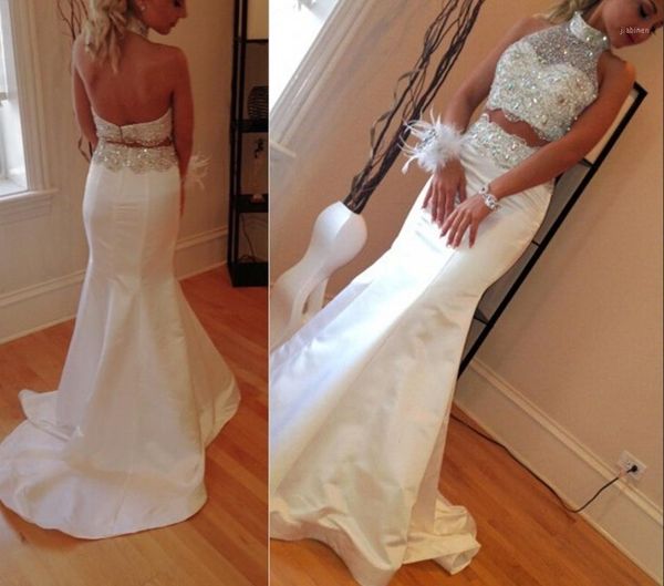 long high neck 2 piece prom gown white satin beads appliques mermaid two piece vestidos de 15 cortos homecoming dresses1, White;black
long high neck 2 piece prom gown white satin beads appliques mermaid two piece vestidos de 15 cortos homecoming dresses1, White;black
