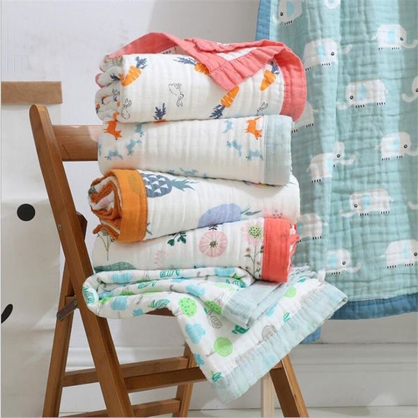 29 Style Baby Blanket Muslin Cotton 6 Layers Newborn Swaddling Autumn Baby Warp Swaddle Blanket Infant Bedding Receiving Blanket Y201009