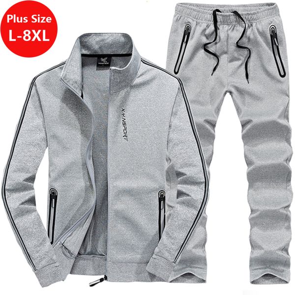 2 pieces tracksuit men plus size l-7xl 8xl cotton striped men's sets sports suit male zipper hoodie+pants sportswear boy, Gray
2 pieces tracksuit men plus size l-7xl 8xl cotton striped men's sets sports suit male zipper hoodie+pants sportswear boy, Gray