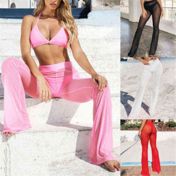 women beach cover up ruffle pants mesh sheer bikini cover trousers swimwear flare high waist see through pant beach wear, White;black
women beach cover up ruffle pants mesh sheer bikini cover trousers swimwear flare high waist see through pant beach wear, White;black