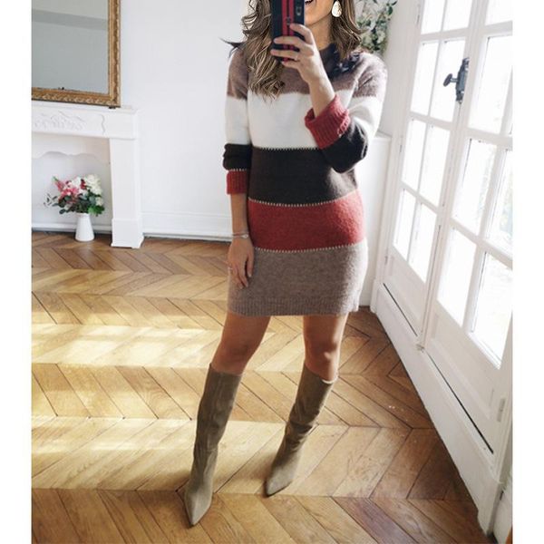 casual dresses patchwork sweater dress women long sleeve o neck mini straight ladies high street autumn winter warm knit plus size, Black;gray
casual dresses patchwork sweater dress women long sleeve o neck mini straight ladies high street autumn winter warm knit plus size, Black;gray