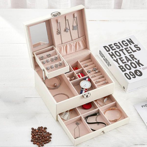 display portable stud gift organizer simple solid makeup organizer travel rings multi layer necklaces jewelry box with key, Pink;blue
display portable stud gift organizer simple solid makeup organizer travel rings multi layer necklaces jewelry box with key, Pink;blue