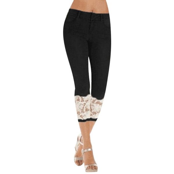 women's jeans woman elastic waist women summer lace denim casual cropped trousers 6.25, Blue
women's jeans woman elastic waist women summer lace denim casual cropped trousers 6.25, Blue