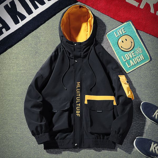 autumn and winter hooded overalls jacket men new loose large size contrast stitching jacket men, Black;brown
autumn and winter hooded overalls jacket men new loose large size contrast stitching jacket men, Black;brown