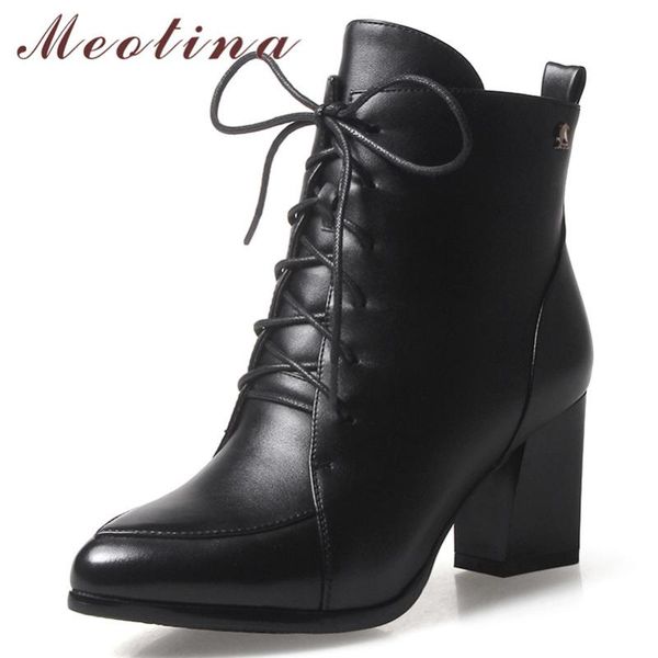 boots meotina women winter ankle zipper thick high heel short lace up pointed toe shoes ladies autumn red size 33-43, Black
boots meotina women winter ankle zipper thick high heel short lace up pointed toe shoes ladies autumn red size 33-43, Black
