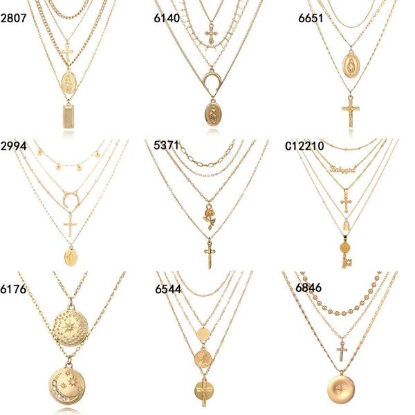 pendant necklaces european and american necklace jewelry personality wild cross moon rose woman multilayer wholesale, Silver
pendant necklaces european and american necklace jewelry personality wild cross moon rose woman multilayer wholesale, Silver