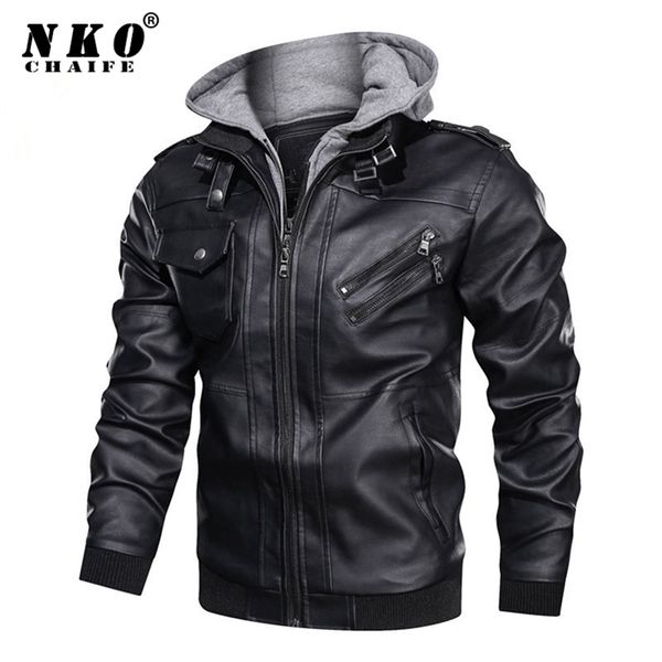chaifenko brand winter coat fashion hooded motorcycle pu jacket casual biker faux leather jackets men 201215, Black
chaifenko brand winter coat fashion hooded motorcycle pu jacket casual biker faux leather jackets men 201215, Black