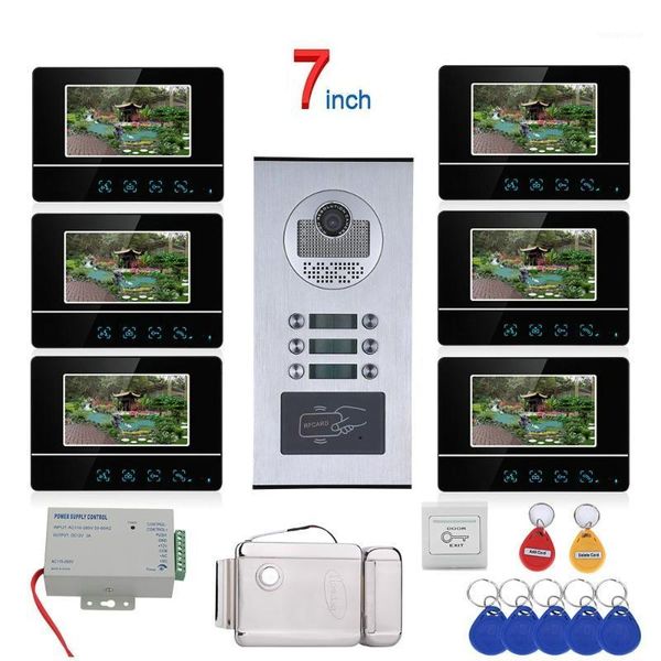 7 inch touch button 6 apartment/family video door phone intercom system rfid 1000tvl doorbell camera +electric strike lock1
7 inch touch button 6 apartment/family video door phone intercom system rfid 1000tvl doorbell camera +electric strike lock1