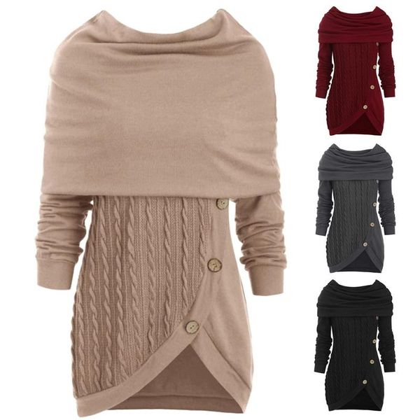 women's sweaters women long sleeve hooded cowl neck sweater button asymmetric hem pullover tunic solid color cable knit jumper shirt, White;black
women's sweaters women long sleeve hooded cowl neck sweater button asymmetric hem pullover tunic solid color cable knit jumper shirt, White;black