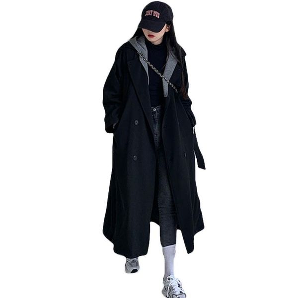 women's trench coats fashion windbreaker 2021 contrast color mid-length loose black casual spring autumn long for women 24c, Tan;black
women's trench coats fashion windbreaker 2021 contrast color mid-length loose black casual spring autumn long for women 24c, Tan;black