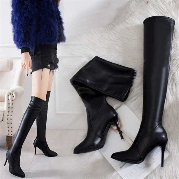 boots autumn and winter pointed toe stilettos patent leather women's back zipper over the knee stretch, Black
boots autumn and winter pointed toe stilettos patent leather women's back zipper over the knee stretch, Black
