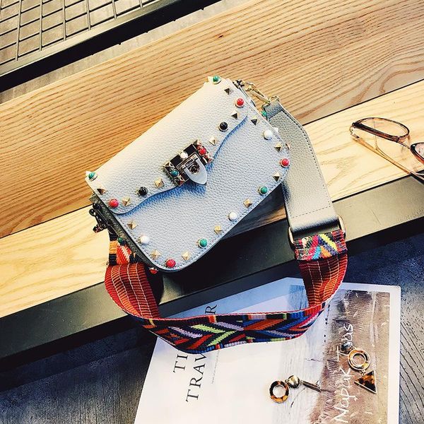 new shoulder bags retro rivets pu leather colorful stripes strap handbags messenger bag small clutch crossbody bag bolsas 3 colors
new shoulder bags retro rivets pu leather colorful stripes strap handbags messenger bag small clutch crossbody bag bolsas 3 colors
