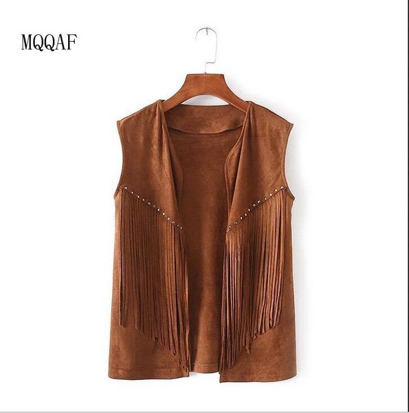 women's vests spring autumn sleeveless tassels fringed vest cardigan black khaki retro suede leather women waistcoat, Black;white
women's vests spring autumn sleeveless tassels fringed vest cardigan black khaki retro suede leather women waistcoat, Black;white