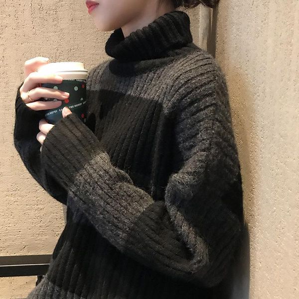 women's sweaters 2021 autumn winter women sweater fashion vintage pullovers striped long sleeve kintted high neck korean style female, White;black
women's sweaters 2021 autumn winter women sweater fashion vintage pullovers striped long sleeve kintted high neck korean style female, White;black