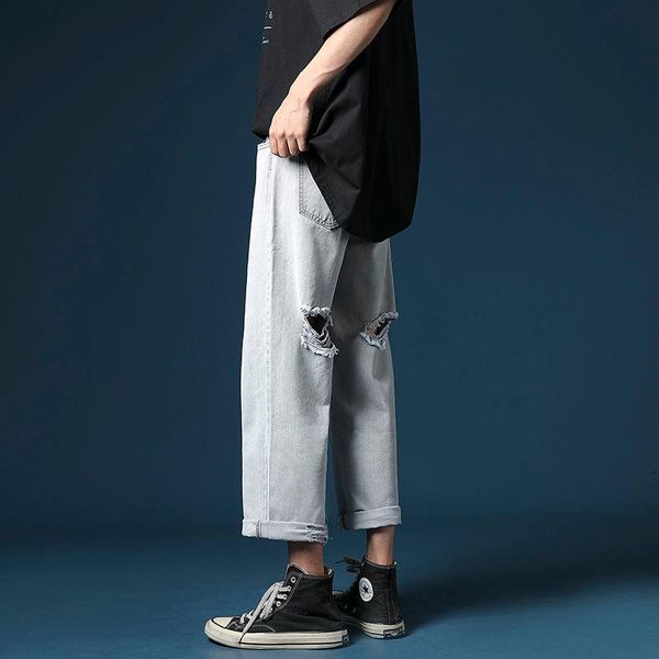 men's jeans ripped men's fashion retro casual wide-leg men streetwear korean loose hip-hop hole straight denim trousers mens, Blue
men's jeans ripped men's fashion retro casual wide-leg men streetwear korean loose hip-hop hole straight denim trousers mens, Blue