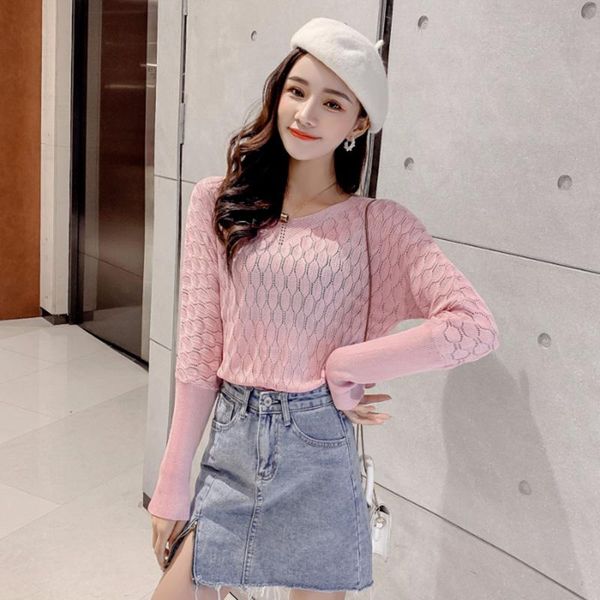 2020 pink knit hollow thin sweater women pullovers casual korean female fashion long sleeve autumn white pull tricot femme, White;black
2020 pink knit hollow thin sweater women pullovers casual korean female fashion long sleeve autumn white pull tricot femme, White;black