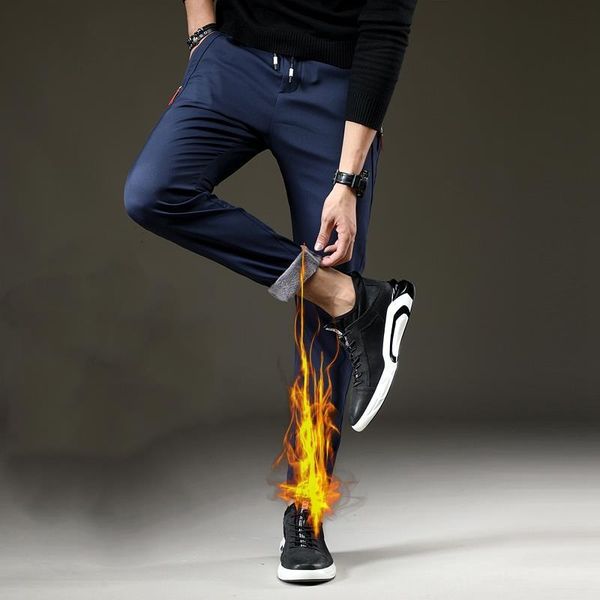 mens warm pants for winter korean slim fit fleece lined trousers skinny stretch trousers male casual elastic waist fashion young, Black 
mens warm pants for winter korean slim fit fleece lined trousers skinny stretch trousers male casual elastic waist fashion young, Black