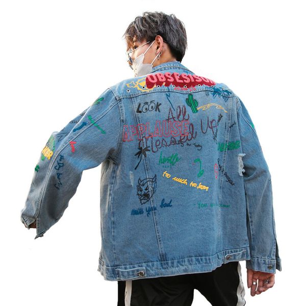 graffiti hong estilo desgastado buraco denim jaquetas 2020 primavera e outono roupas masculinas moda casual solto casacos vu8k, Black;brown
graffiti hong estilo desgastado buraco denim jaquetas 2020 primavera e outono roupas masculinas moda casual solto casacos vu8k, Black;brown