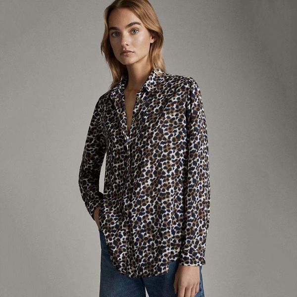 women's blouses & shirts md deep v-neck blouse women fashion leopard print long sleeve ladies vintage loose turn-down collar ropa, White
women's blouses & shirts md deep v-neck blouse women fashion leopard print long sleeve ladies vintage loose turn-down collar ropa, White