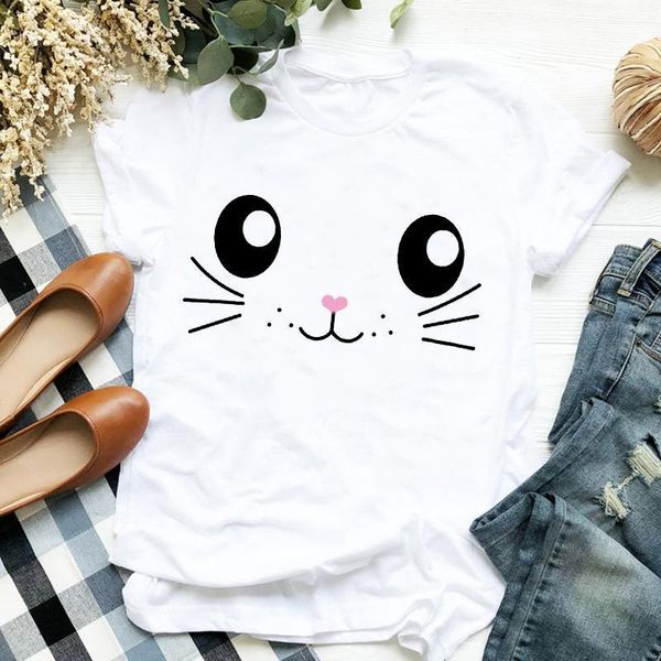 women lady t shirt cartoon cat face printed tshirt ladies short sleeve loose tee shirt women female clothes graphic t-shirt, White
women lady t shirt cartoon cat face printed tshirt ladies short sleeve loose tee shirt women female clothes graphic t-shirt, White