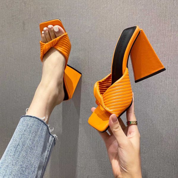 elling designer summer women slippers all-match fashion square head fold triangle heel high-heel party shoes, Black
elling designer summer women slippers all-match fashion square head fold triangle heel high-heel party shoes, Black
