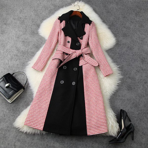 european and american women's wear 2020 winter new style long sleeve splicing plaid double - breasted fashionable tweed coat, Black
european and american women's wear 2020 winter new style long sleeve splicing plaid double - breasted fashionable tweed coat, Black