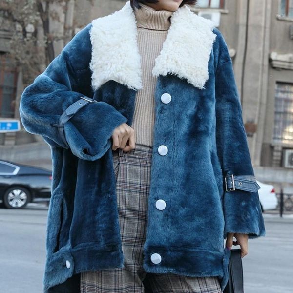 2020 new fashion sheep fur collar coats female single breasted thick overcoats korean ladies real fur coats loose jackets1, Black
2020 new fashion sheep fur collar coats female single breasted thick overcoats korean ladies real fur coats loose jackets1, Black