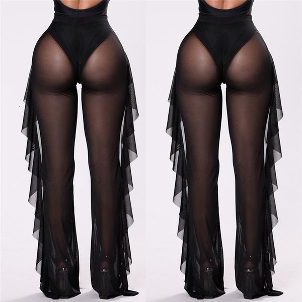 women beach pants new arrival mesh sheer bikini cover up transparent ruffle high waist pants long see through ladies trousers, Black;white
women beach pants new arrival mesh sheer bikini cover up transparent ruffle high waist pants long see through ladies trousers, Black;white