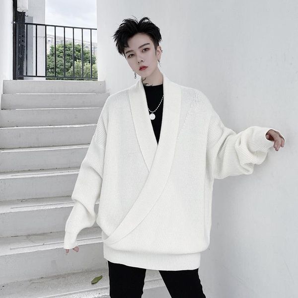 men v-neck loose pullover sweater autumn winter male women streetwear vintage fashion couple knit sweater, White;black
men v-neck loose pullover sweater autumn winter male women streetwear vintage fashion couple knit sweater, White;black