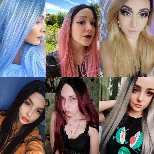blue long straight wig for women black pink blonde wigs 24 inch cosplay wig no lace gradient color, Black;brown
blue long straight wig for women black pink blonde wigs 24 inch cosplay wig no lace gradient color, Black;brown