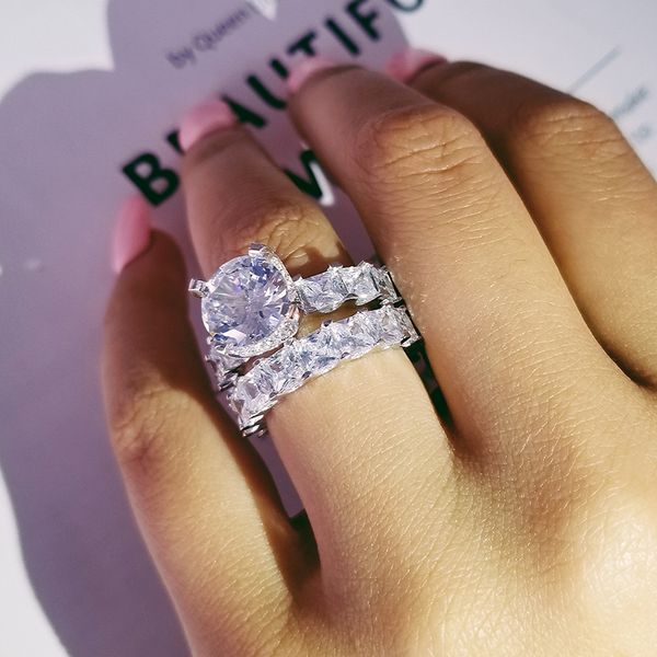 luxury solid 925 sterling silver wedding rings set for bridal 2pcs women engagement anniversary gift wholesale jewelry r4869 q1219, Golden;silver
luxury solid 925 sterling silver wedding rings set for bridal 2pcs women engagement anniversary gift wholesale jewelry r4869 q1219, Golden;silver
