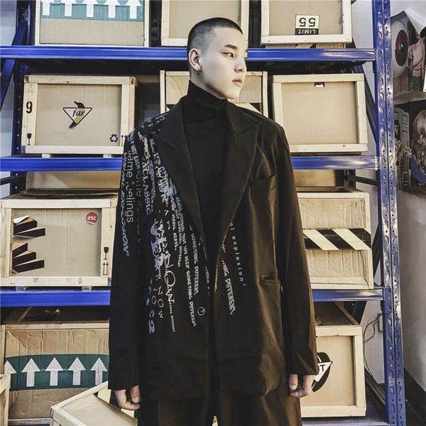 trendy letter men's printed casual blazer suit bf dark street trend loose jacket, White;black
trendy letter men's printed casual blazer suit bf dark street trend loose jacket, White;black