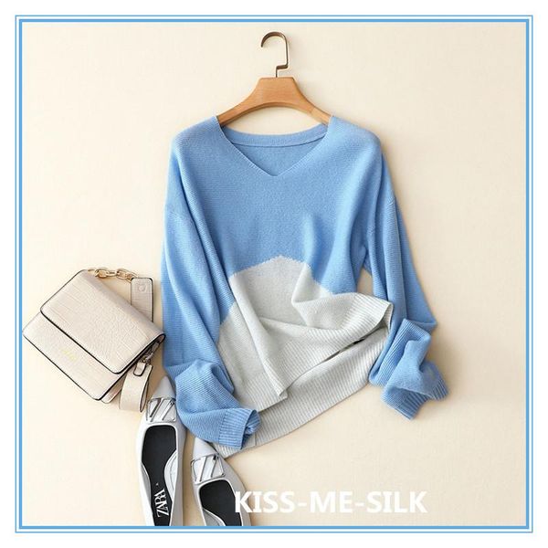 kms pure cashmere sweater women simple pathwork design v neck long sleeves 3 colors women casual pullovers knitwear new fashion, White;black
kms pure cashmere sweater women simple pathwork design v neck long sleeves 3 colors women casual pullovers knitwear new fashion, White;black