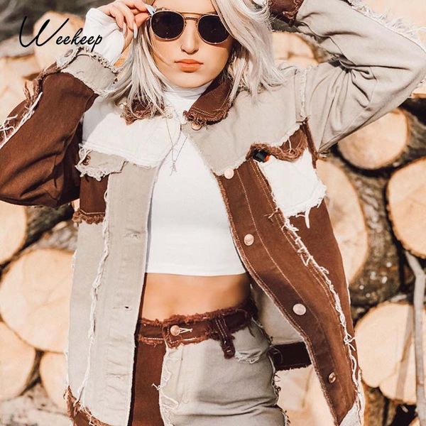 new patchwork harajuku jean jackets women 2021 streetwear 90s vintage fashion aesthetic denim coats casual autumn jacket, Black;brown
new patchwork harajuku jean jackets women 2021 streetwear 90s vintage fashion aesthetic denim coats casual autumn jacket, Black;brown
