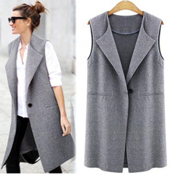 womens spring autumn sleeveless vest jacket long coat cardigan gilets vest outwear coat female cardigan vests, Black;white
womens spring autumn sleeveless vest jacket long coat cardigan gilets vest outwear coat female cardigan vests, Black;white