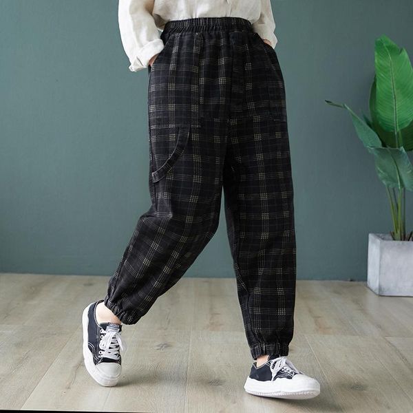 new arrival spring/autumn arts style women loose casual elastic waist harem pants plaid cotton linen ankle-length pants a851, Black;white
new arrival spring/autumn arts style women loose casual elastic waist harem pants plaid cotton linen ankle-length pants a851, Black;white