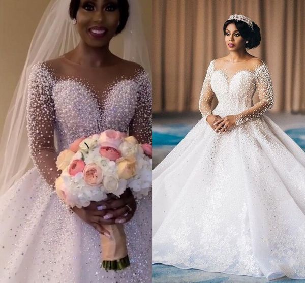 2021 plus size saudi arabic sparkly luxurious wedding dresses pearls crystals lace bridal gowns sheer neck wedding gown, White
2021 plus size saudi arabic sparkly luxurious wedding dresses pearls crystals lace bridal gowns sheer neck wedding gown, White
